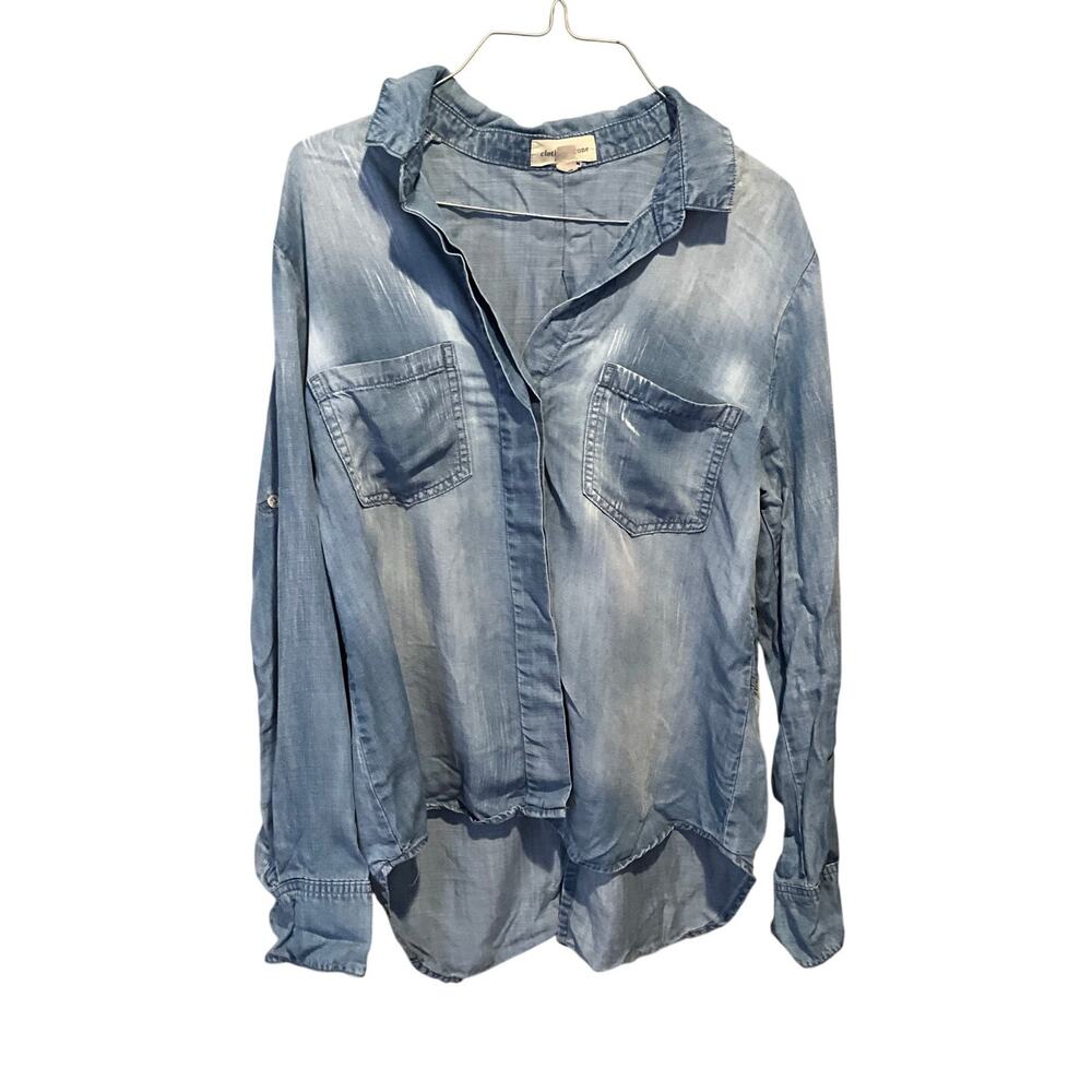 Cloth & Stone Denim Button Down Shirt Long Sleeve Hi-Low Hem Blue Size‎ M NEW